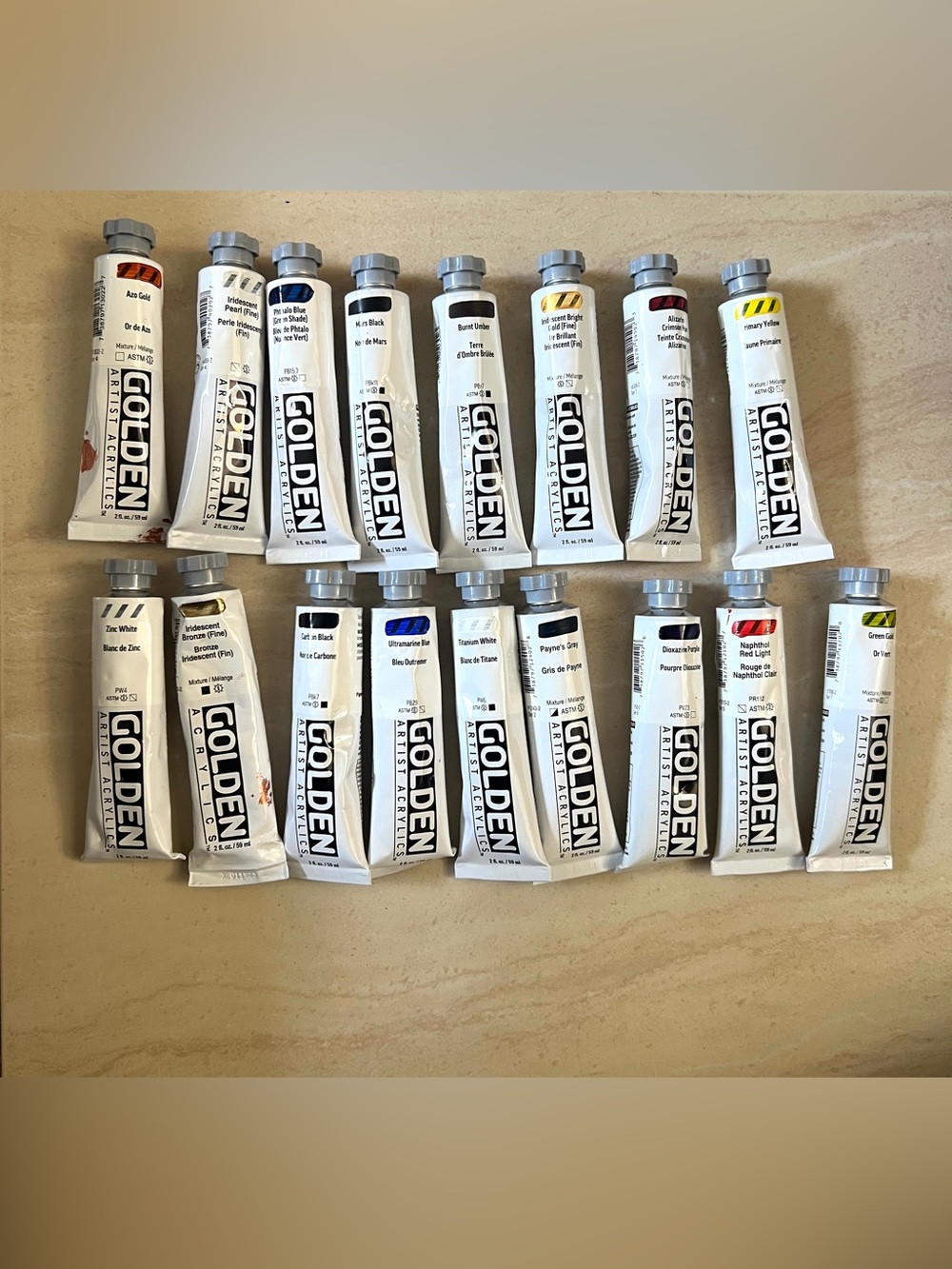 Golden Heavy Body Artist Acrylics Bundle of 17 -2 oz Tubes